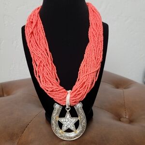 Horseshoe beaded statement necklace